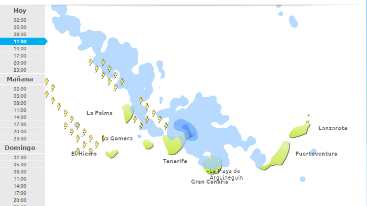 Rain forecast in Gran Canaria from 11 am