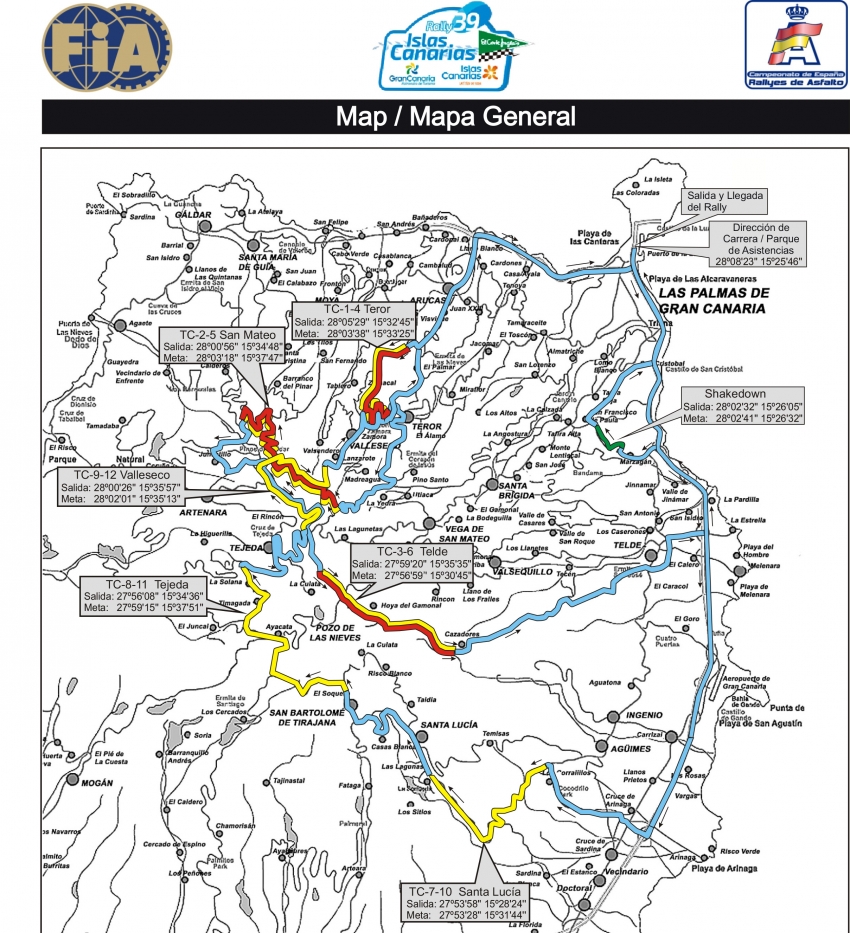 Islas Canarias Rally Route Map